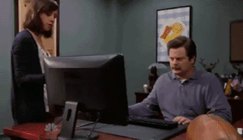 Ron Swanson throwing out computer